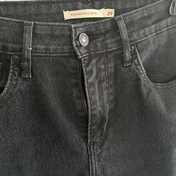 Levi's Denim - LEVI'S 721 Black High Rise Skinny Sparkle Jeans Women, black/metallic, W29 L30